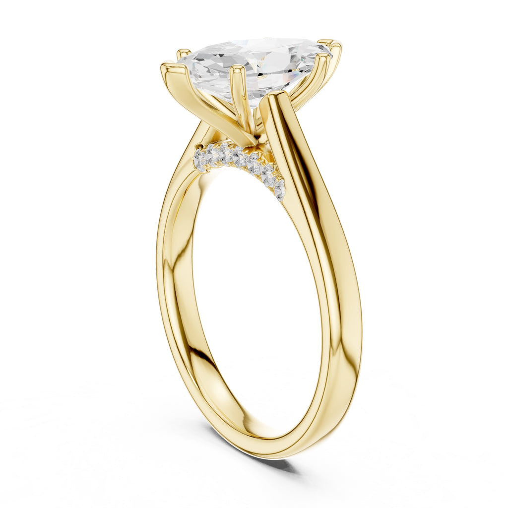 2.00 ct Tapered Classic Solitaire 2ct Yellow Gold Marquise