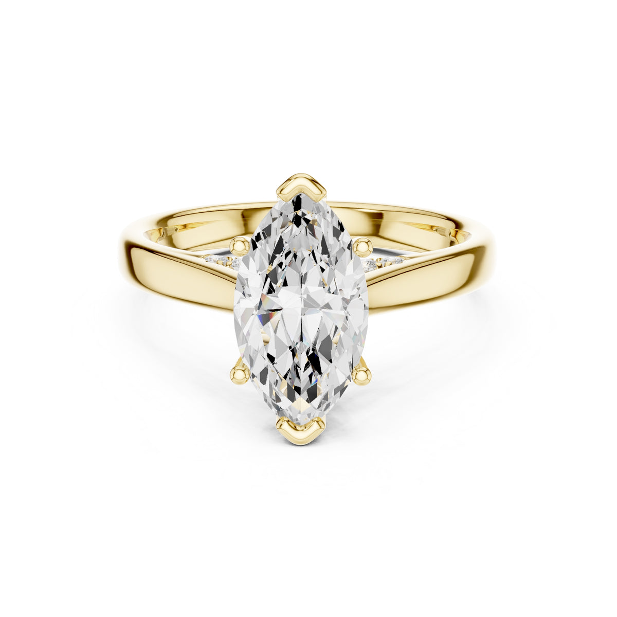 2.00 ct Tapered Classic Solitaire 2ct Yellow Gold Marquise