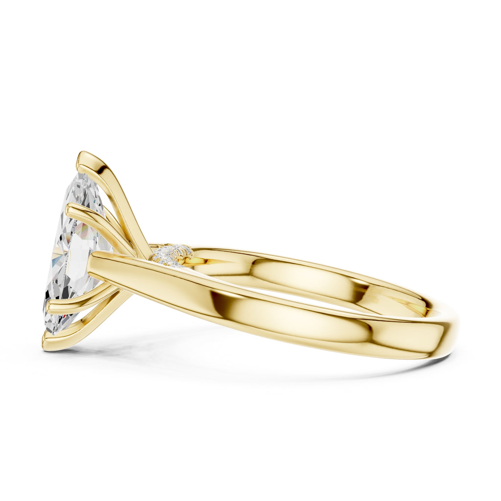 2.00 ct Tapered Classic Solitaire 2ct Yellow Gold Marquise