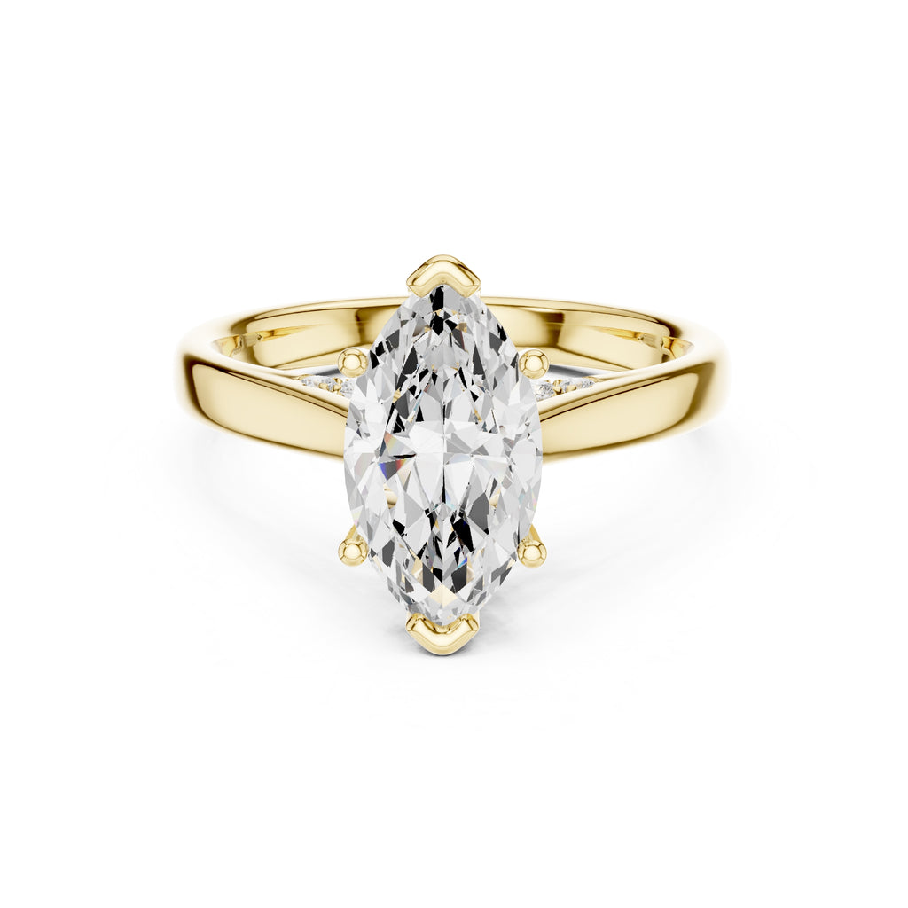 2.00 ct Tapered Classic Solitaire 2ct Yellow Gold Marquise