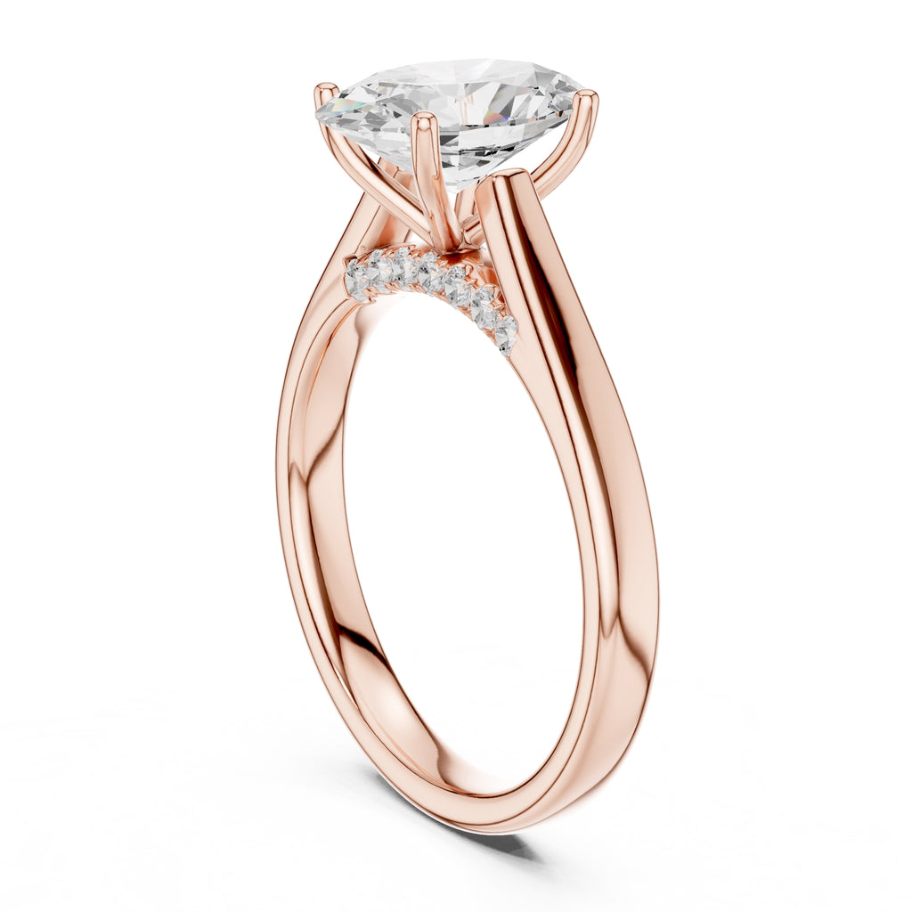 2.00 ct Tapered Classic Solitaire 2ct Rose Gold Oval