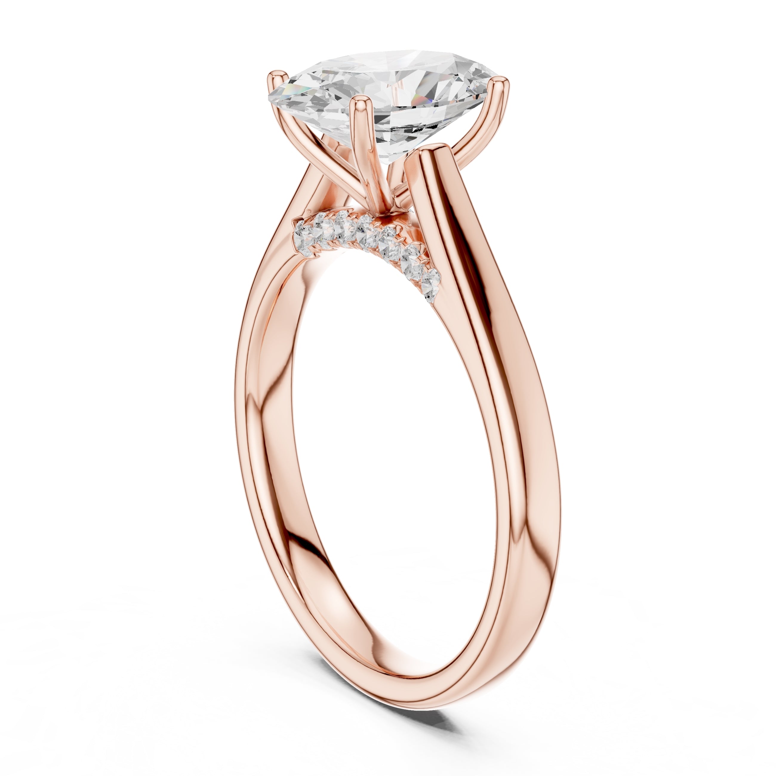 2.00 ct Tapered Classic Solitaire 2ct Rose Gold Oval