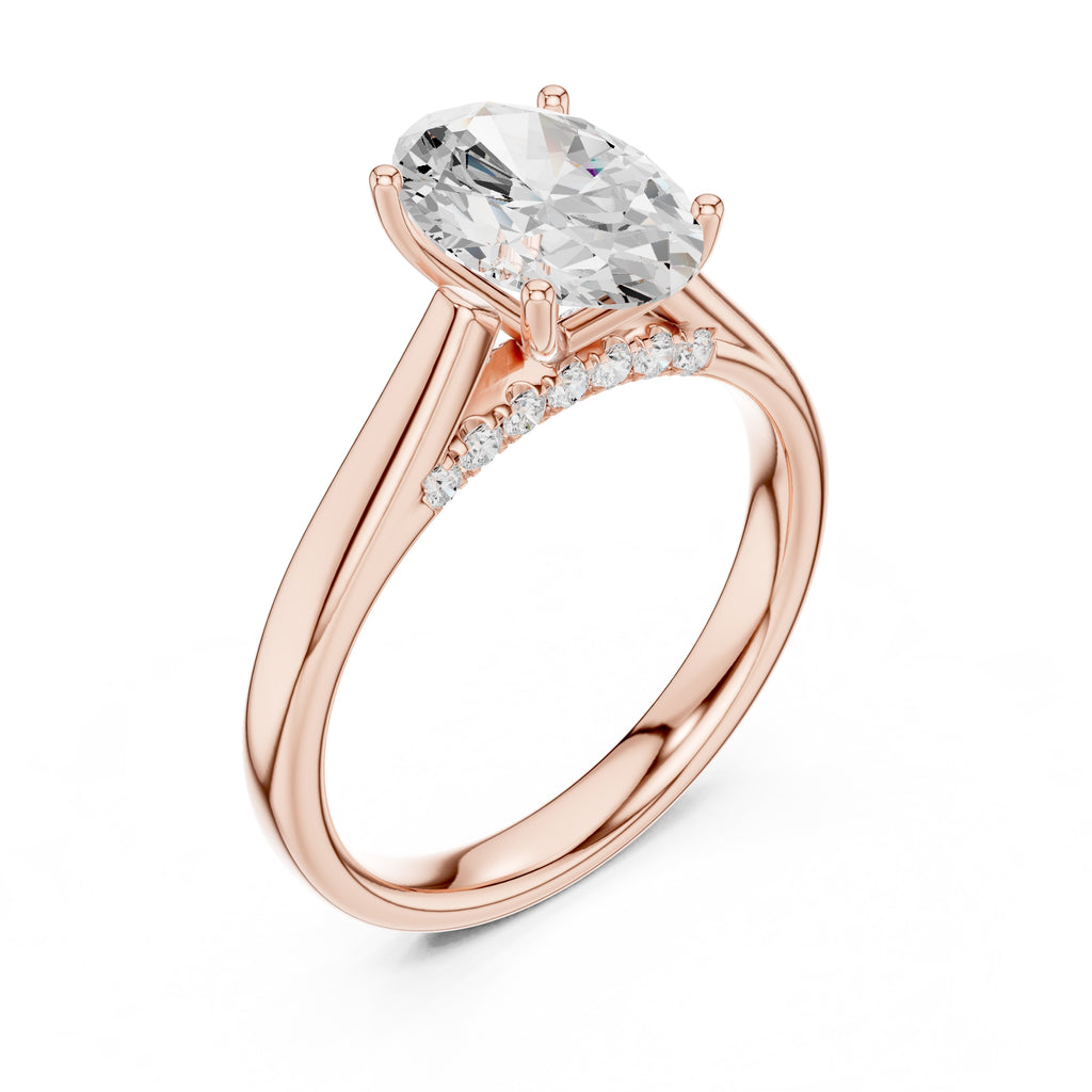 2.00 ct Tapered Classic Solitaire 2ct Rose Gold Oval