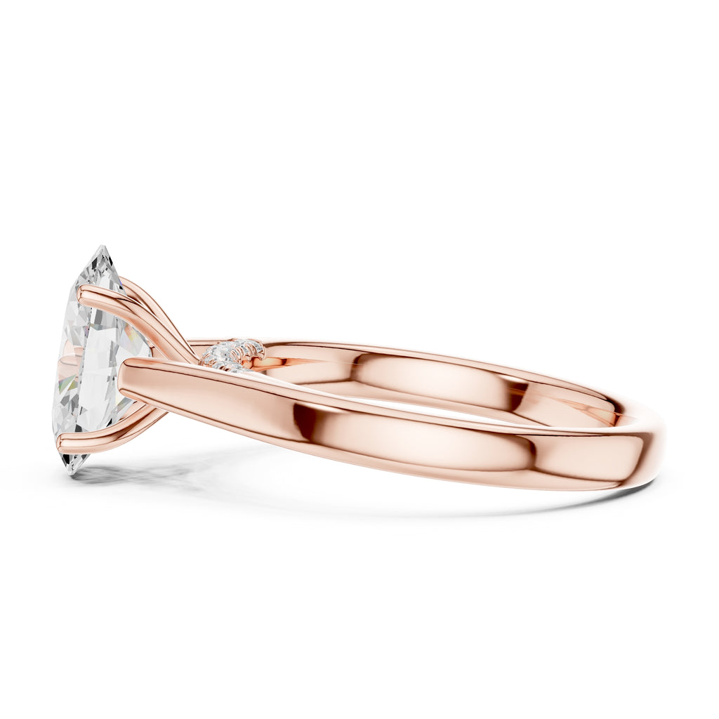 2.00 ct Tapered Classic Solitaire 2ct Rose Gold Oval