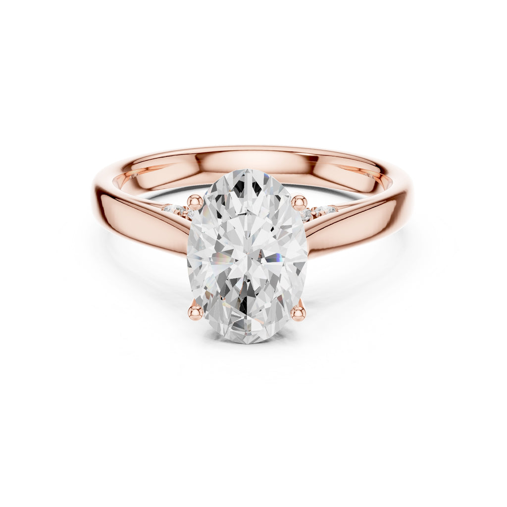 2.00 ct Tapered Classic Solitaire 2ct Rose Gold Oval