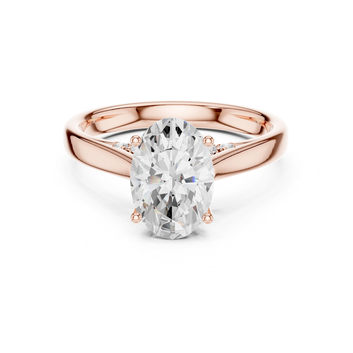 2.00 ct Tapered Classic Solitaire 2ct Rose Gold Oval