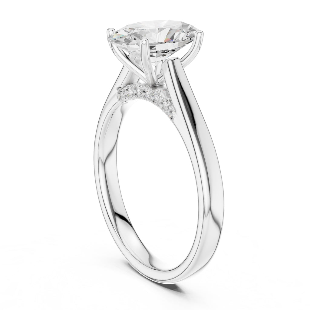 2.00 ct Tapered Classic Solitaire 2ct White Gold Oval