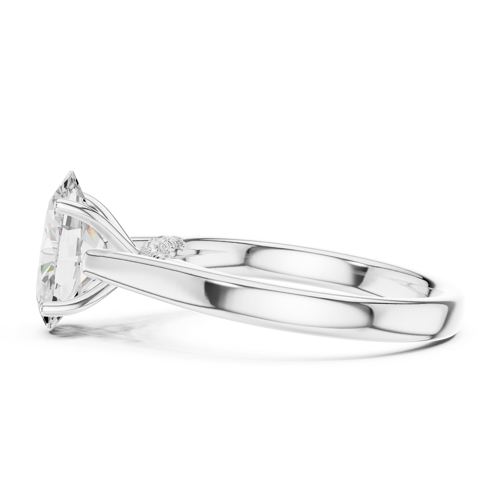 2.00 ct Tapered Classic Solitaire 2ct White Gold Oval