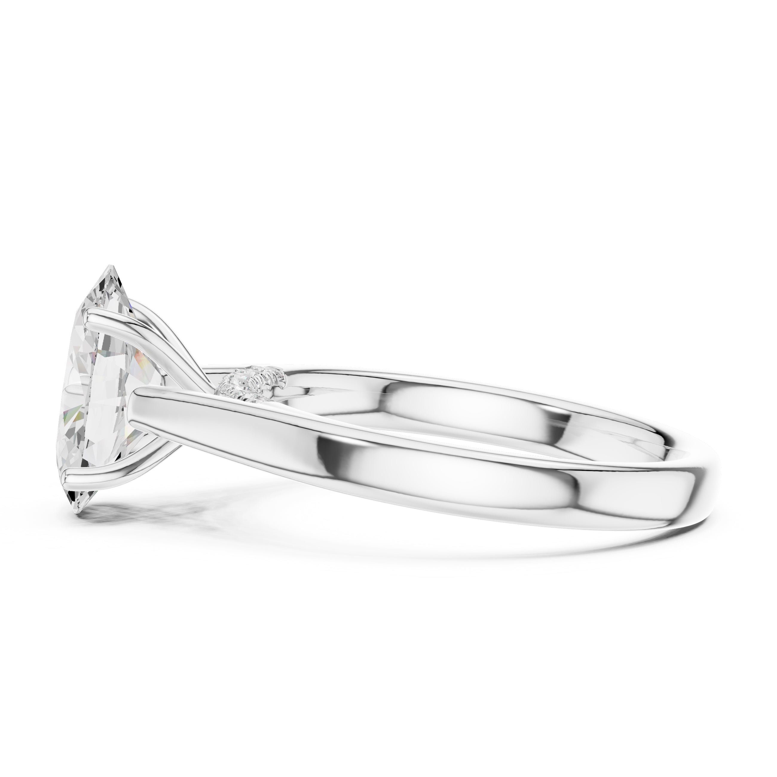 2.00 ct Tapered Classic Solitaire 2ct White Gold Oval