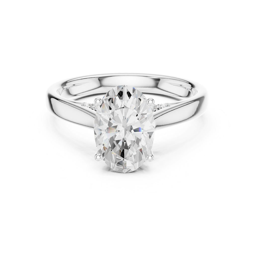 2.00 ct Tapered Classic Solitaire 2ct White Gold Oval