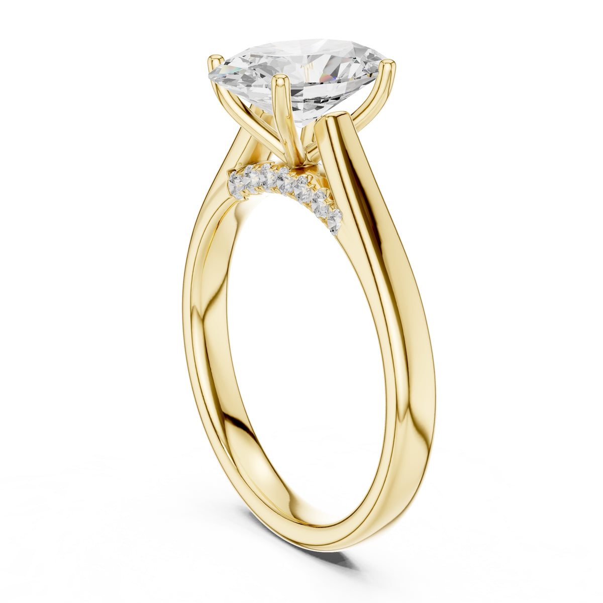 2.00 ct Tapered Classic Solitaire 2ct Yellow Gold Oval