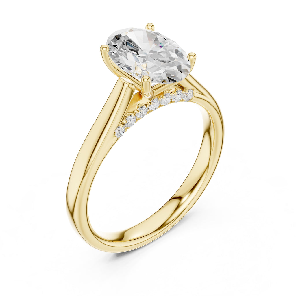 2.00 ct Tapered Classic Solitaire 2ct Yellow Gold Oval