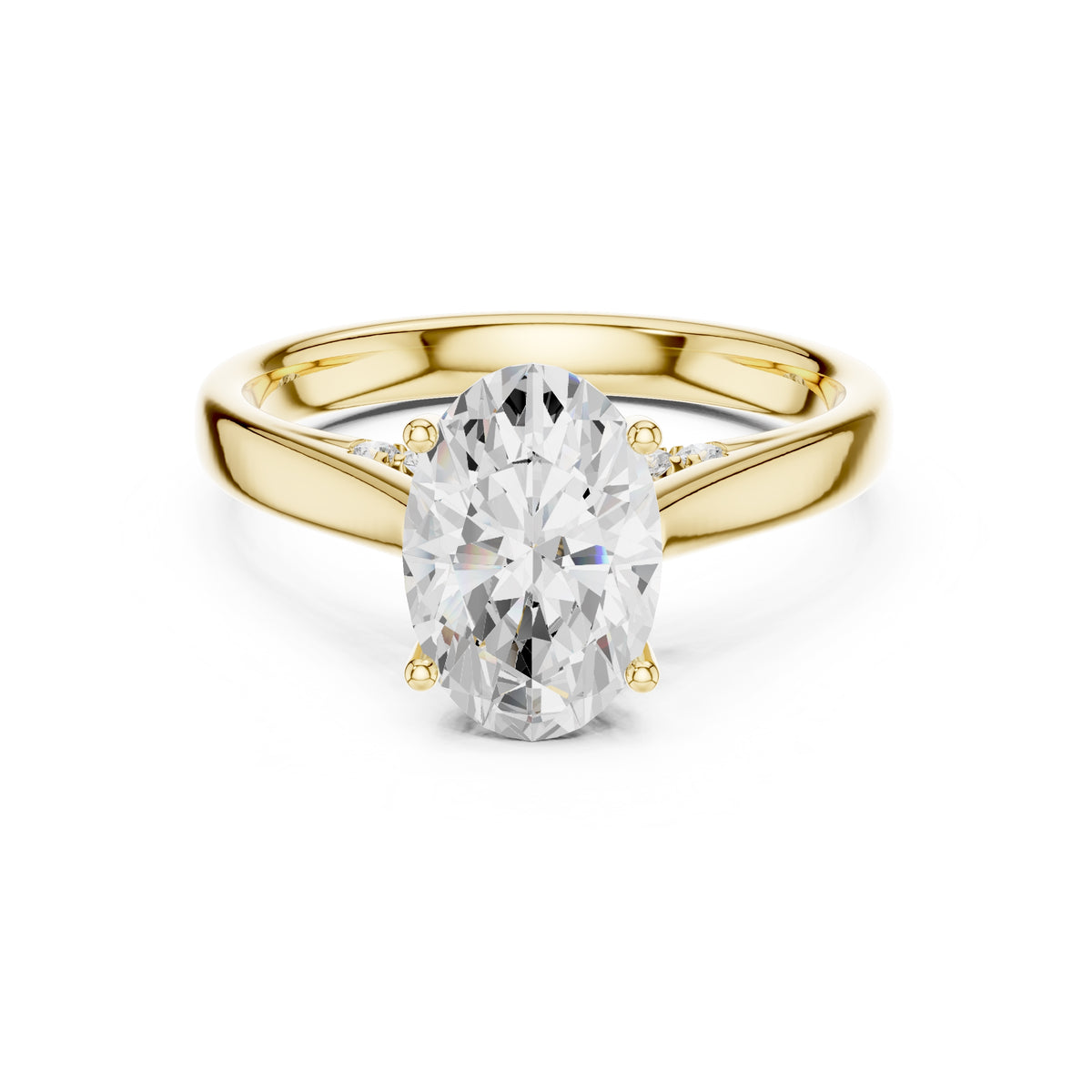 2.00 ct Tapered Classic Solitaire 2ct Yellow Gold Oval