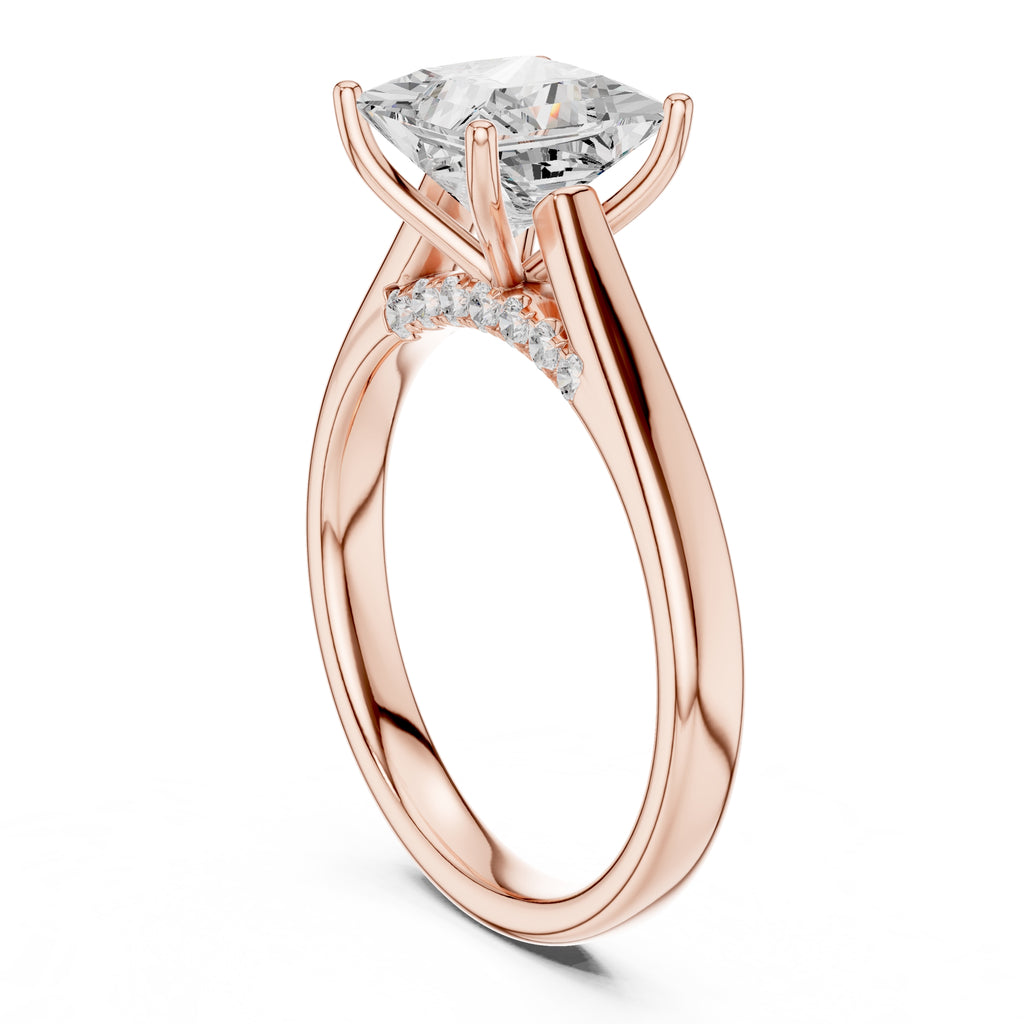 2.00 ct Tapered Classic Solitaire 2ct Rose Gold Princess