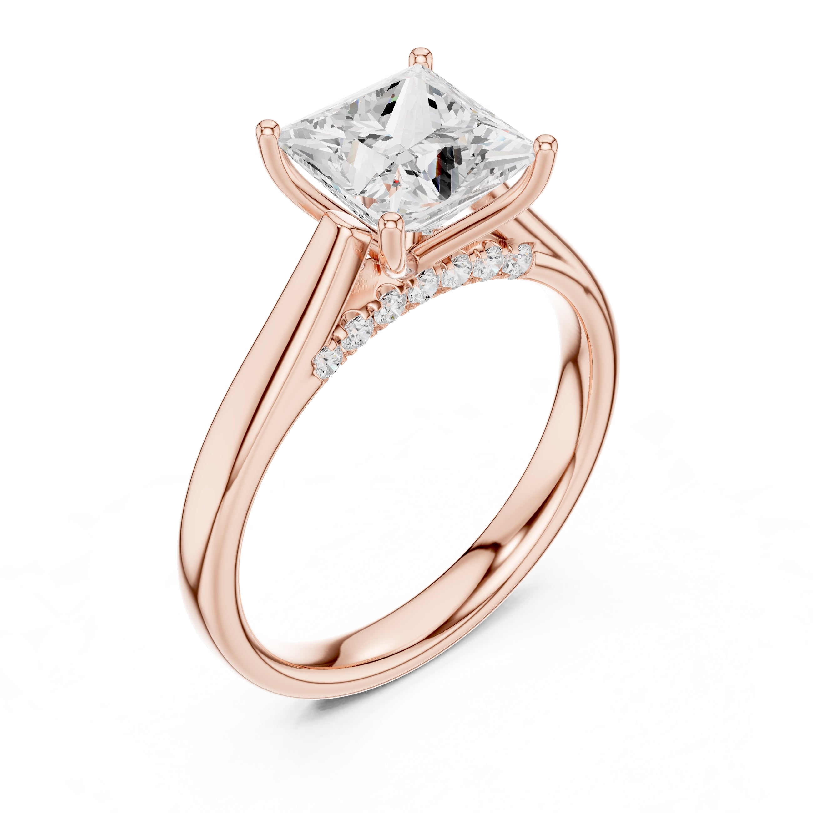 2.00 ct Tapered Classic Solitaire 2ct Rose Gold Princess