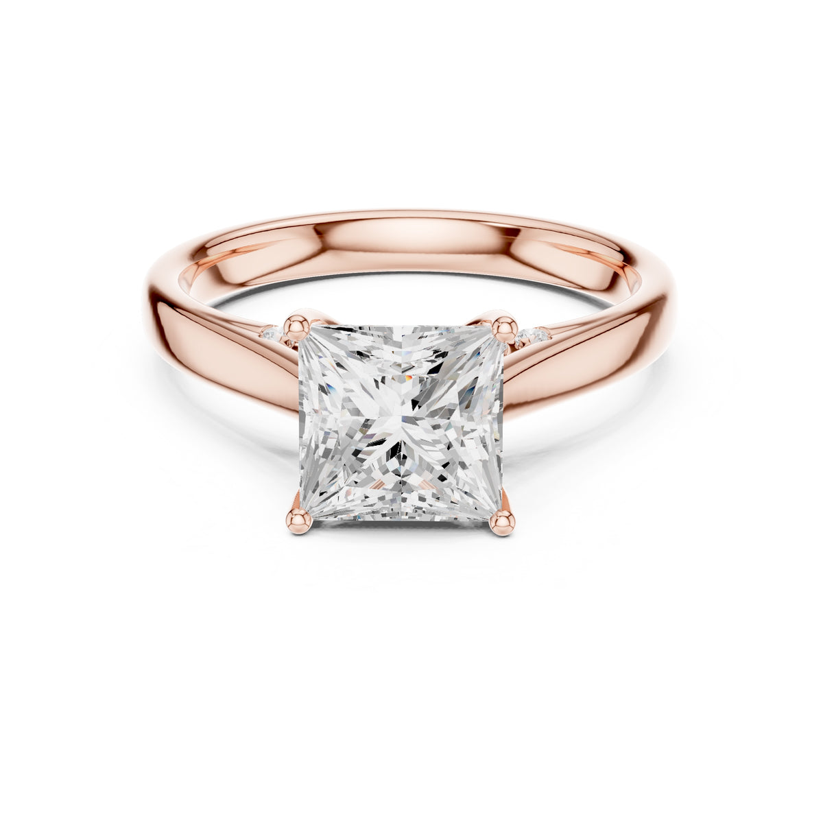 2.00 ct Tapered Classic Solitaire 2ct Rose Gold Princess
