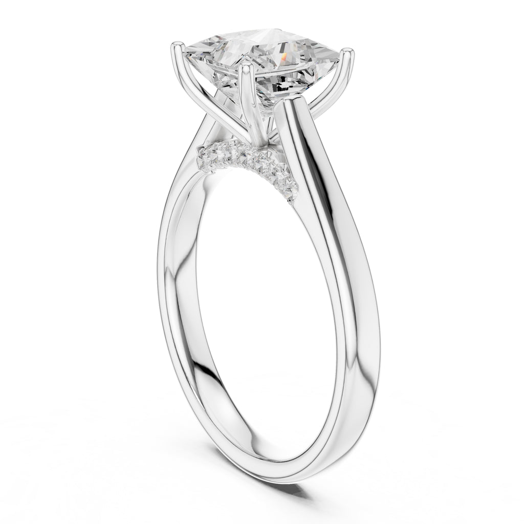2.00 ct Tapered Classic Solitaire 2ct White Gold Princess