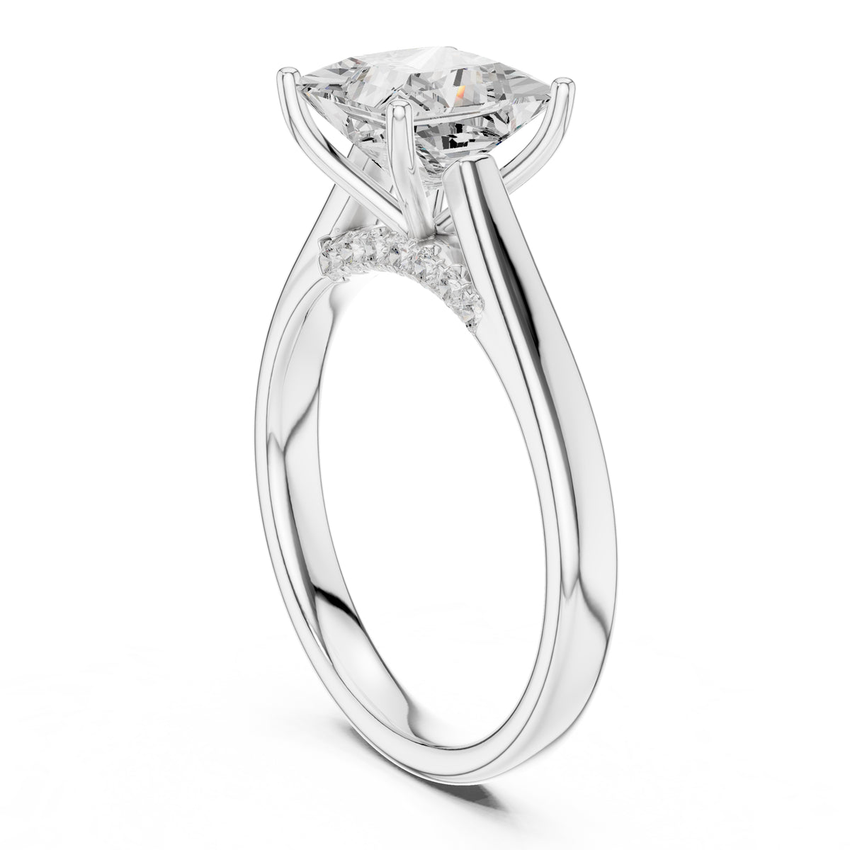 2.00 ct Tapered Classic Solitaire 2ct White Gold Princess