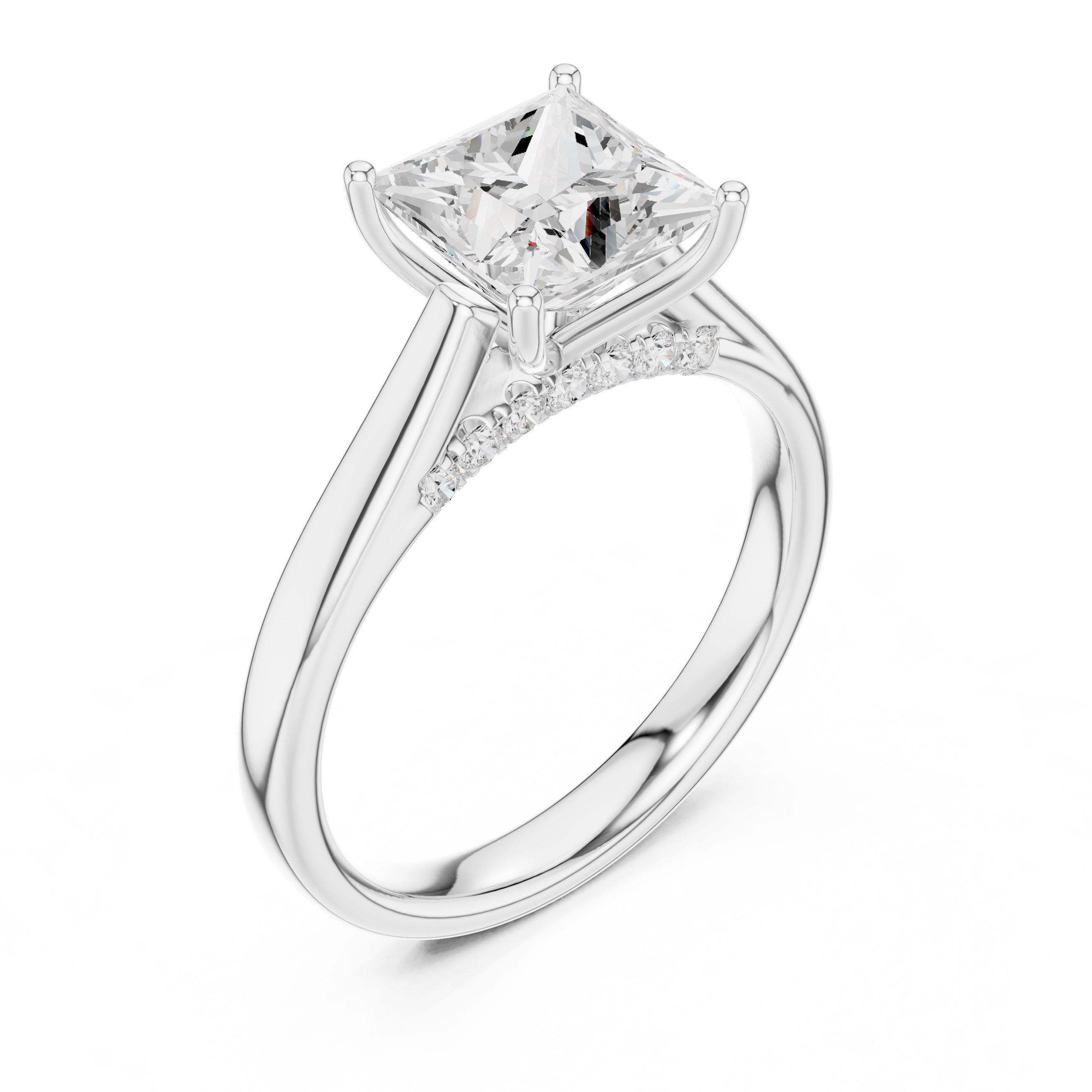 2.00 ct Tapered Classic Solitaire 2ct White Gold Princess