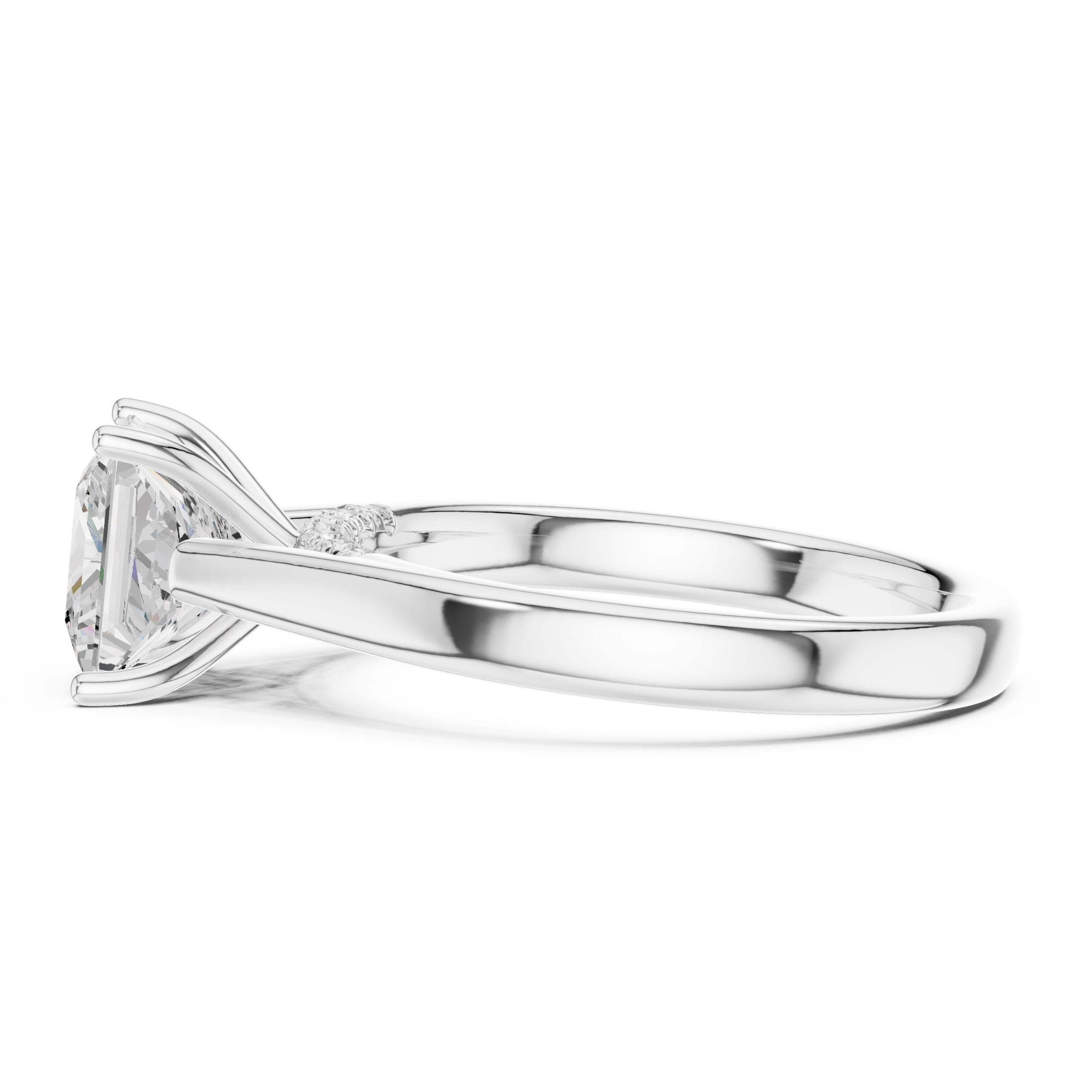 2.00 ct Tapered Classic Solitaire 2ct White Gold Princess