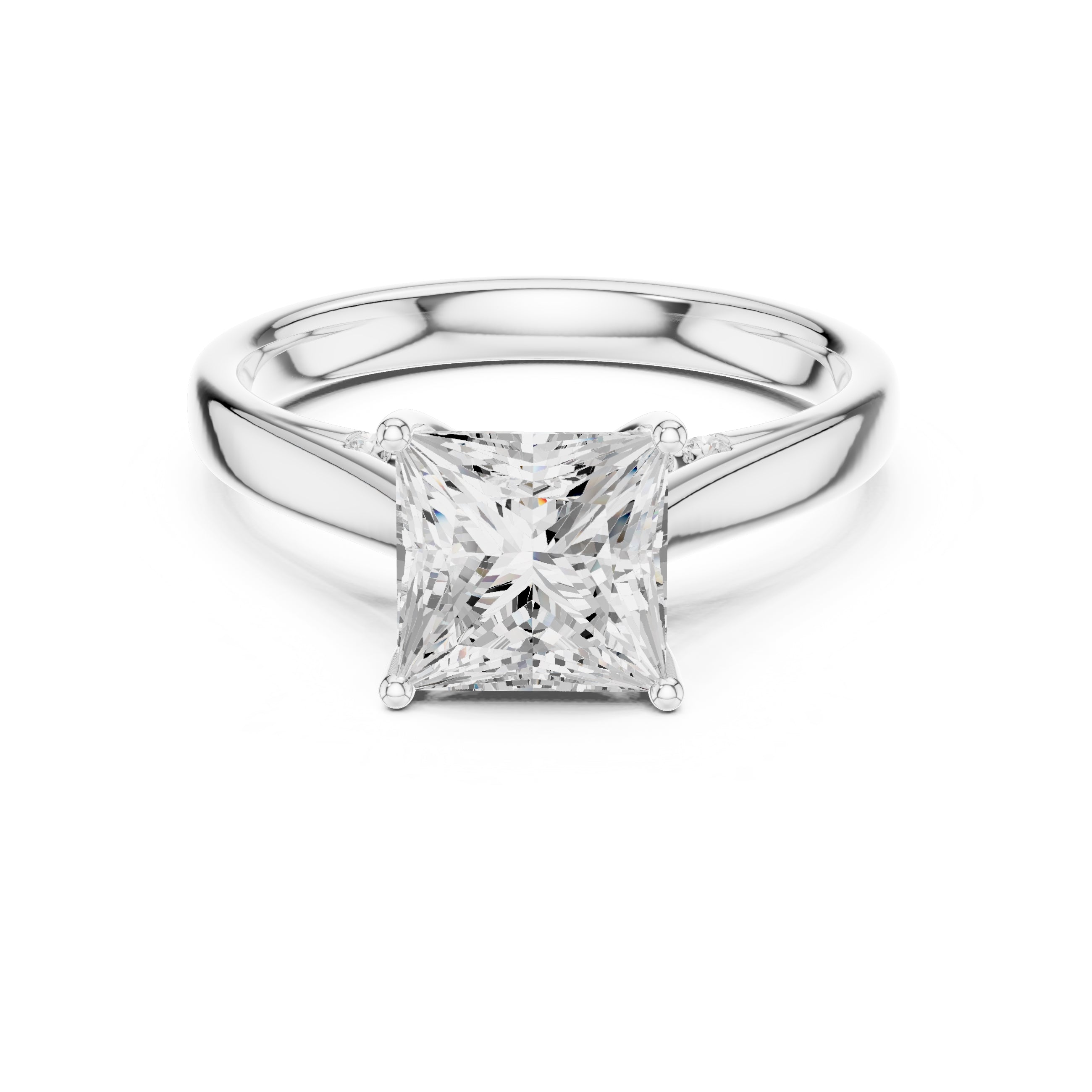 2.00 ct Tapered Classic Solitaire 2ct White Gold Princess