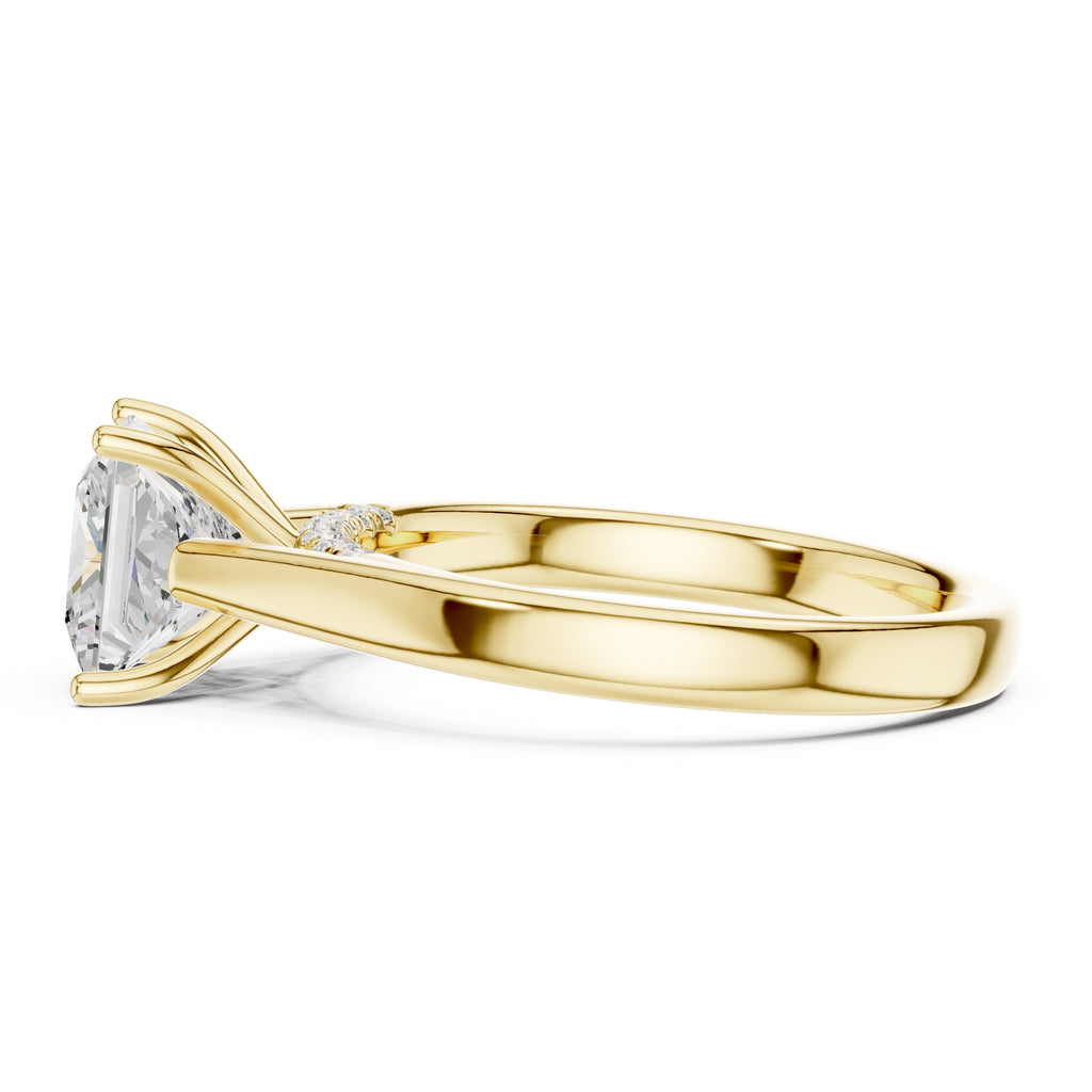 2.00 ct Tapered Classic Solitaire 2ct Yellow Gold Princess