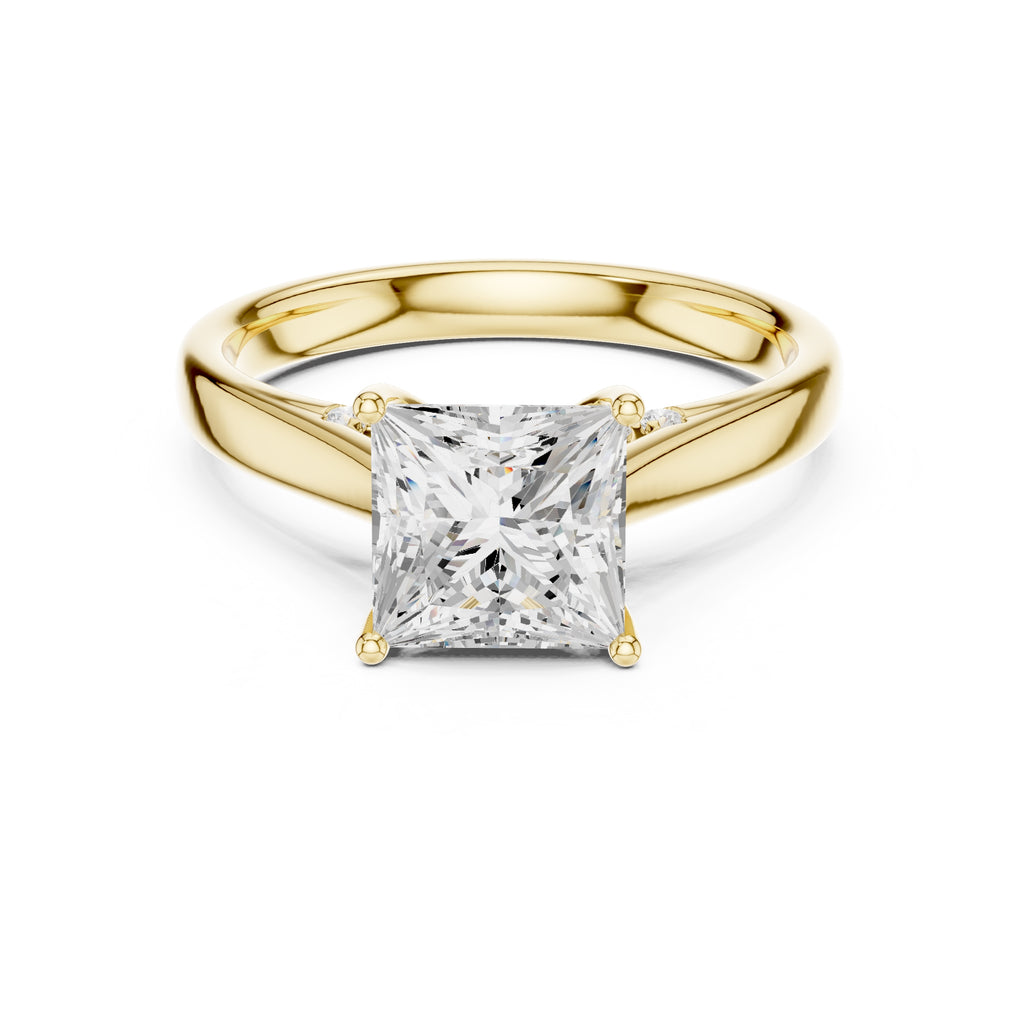 2.00 ct Tapered Classic Solitaire 2ct Yellow Gold Princess