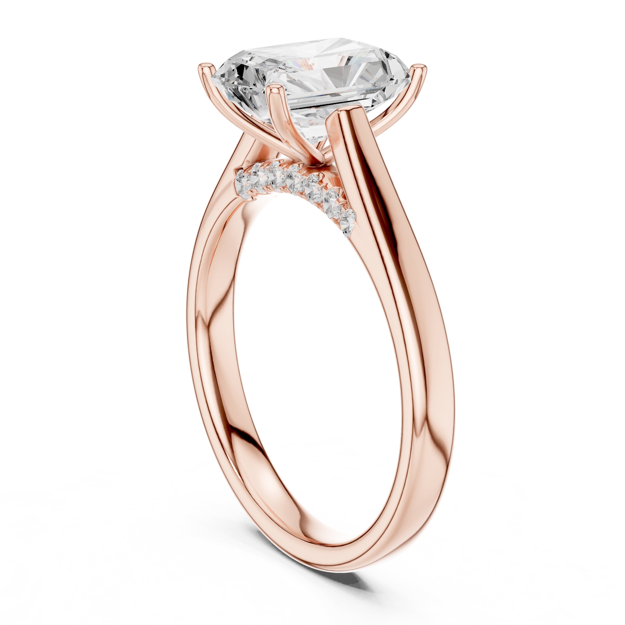 2.00 ct Tapered Classic Solitaire 2ct Rose Gold Radiant