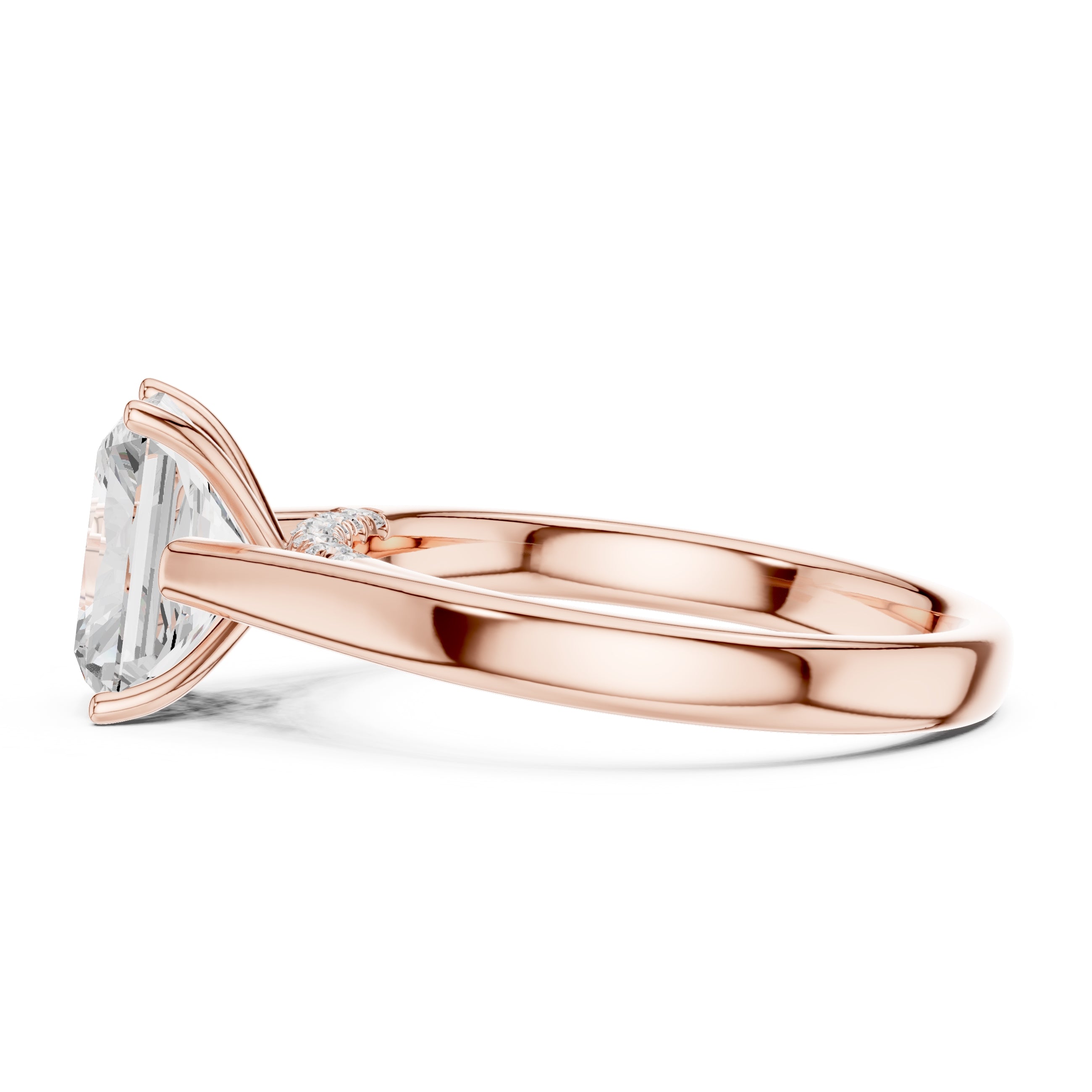 2.00 ct Tapered Classic Solitaire 2ct Rose Gold Radiant
