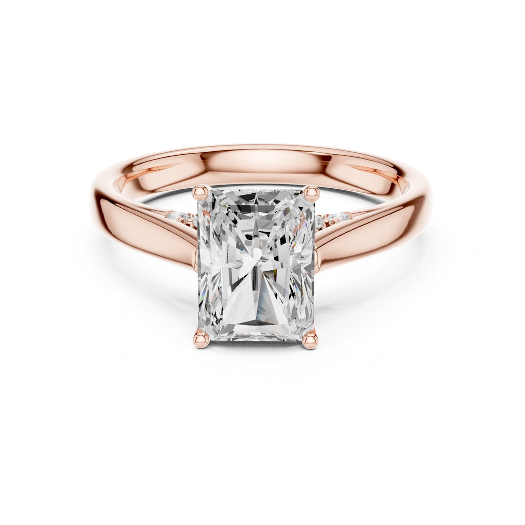 2.00 ct Tapered Classic Solitaire 2ct Rose Gold Radiant