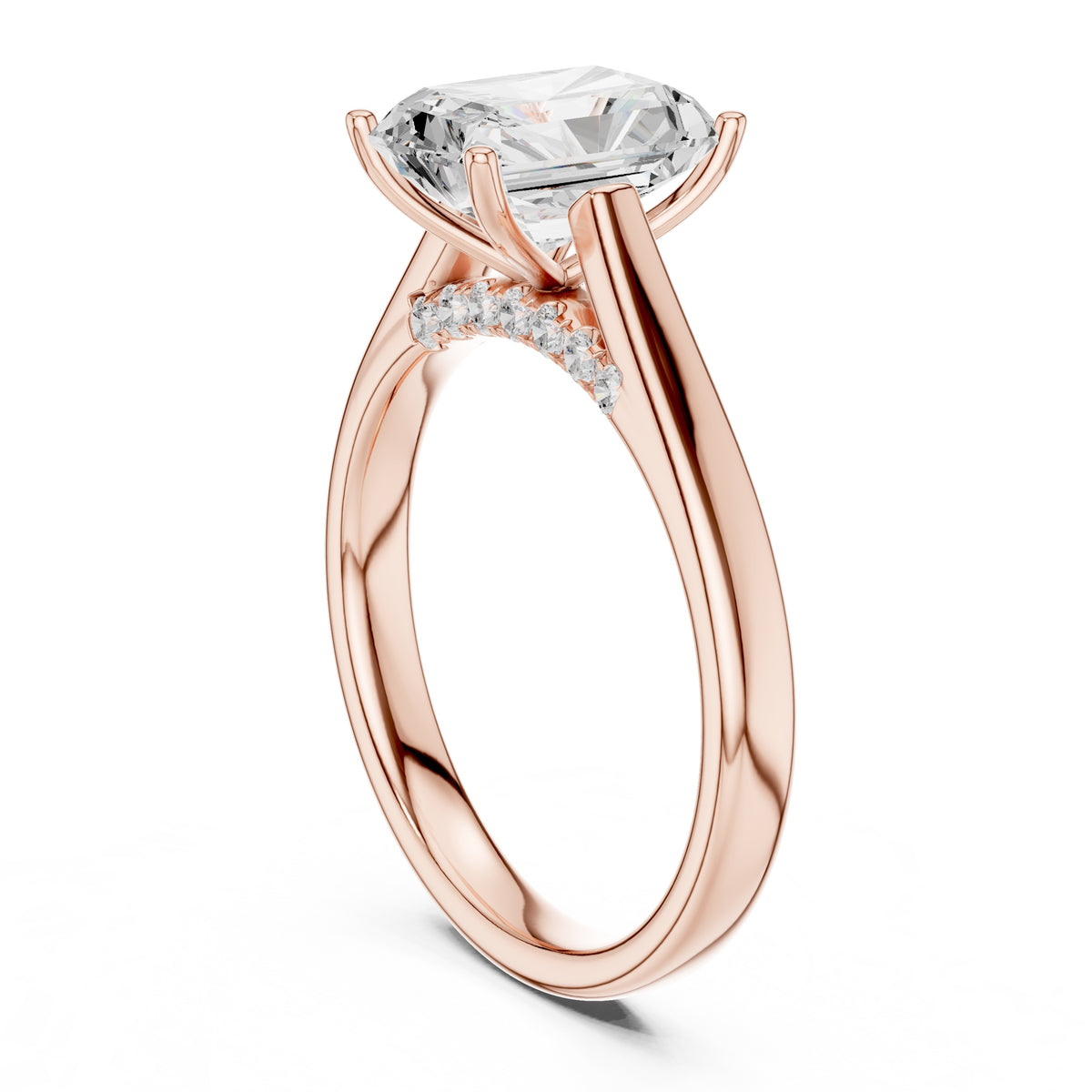 2.00 ct Tapered Classic Solitaire 2ct Rose Gold Radiant