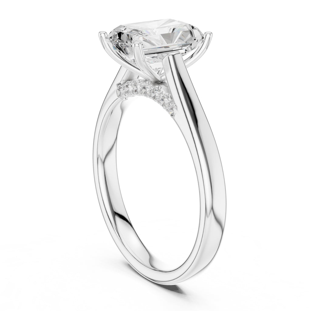 2.00 ct Tapered Classic Solitaire 2ct White Gold Radiant