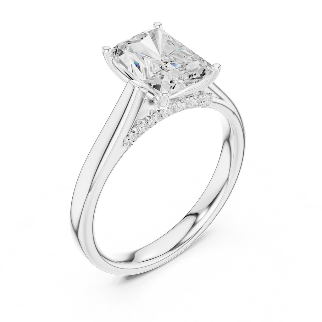 2.00 ct Tapered Classic Solitaire 2ct White Gold Radiant