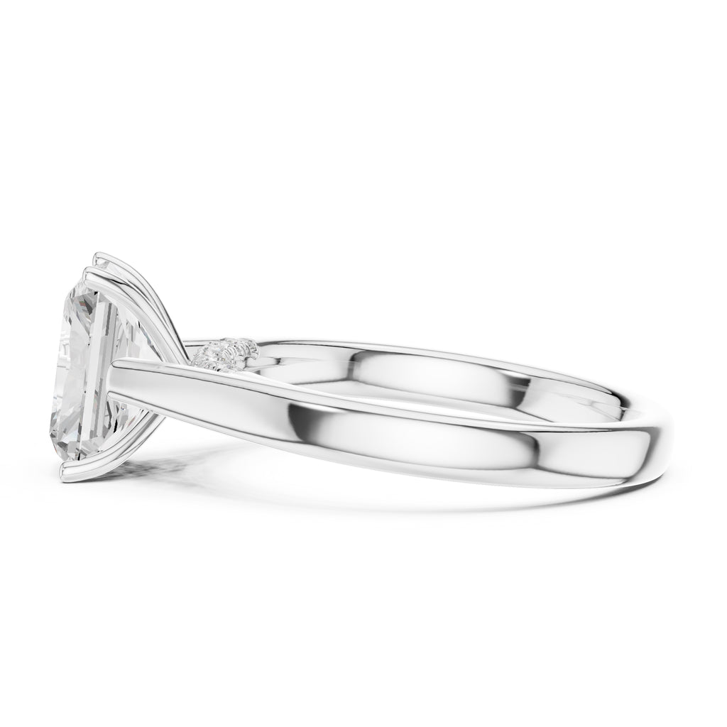 2.00 ct Tapered Classic Solitaire 2ct White Gold Radiant