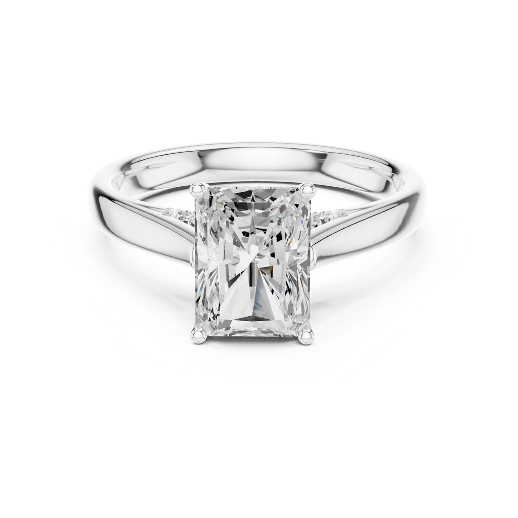 2.00 ct Tapered Classic Solitaire 2ct White Gold Radiant