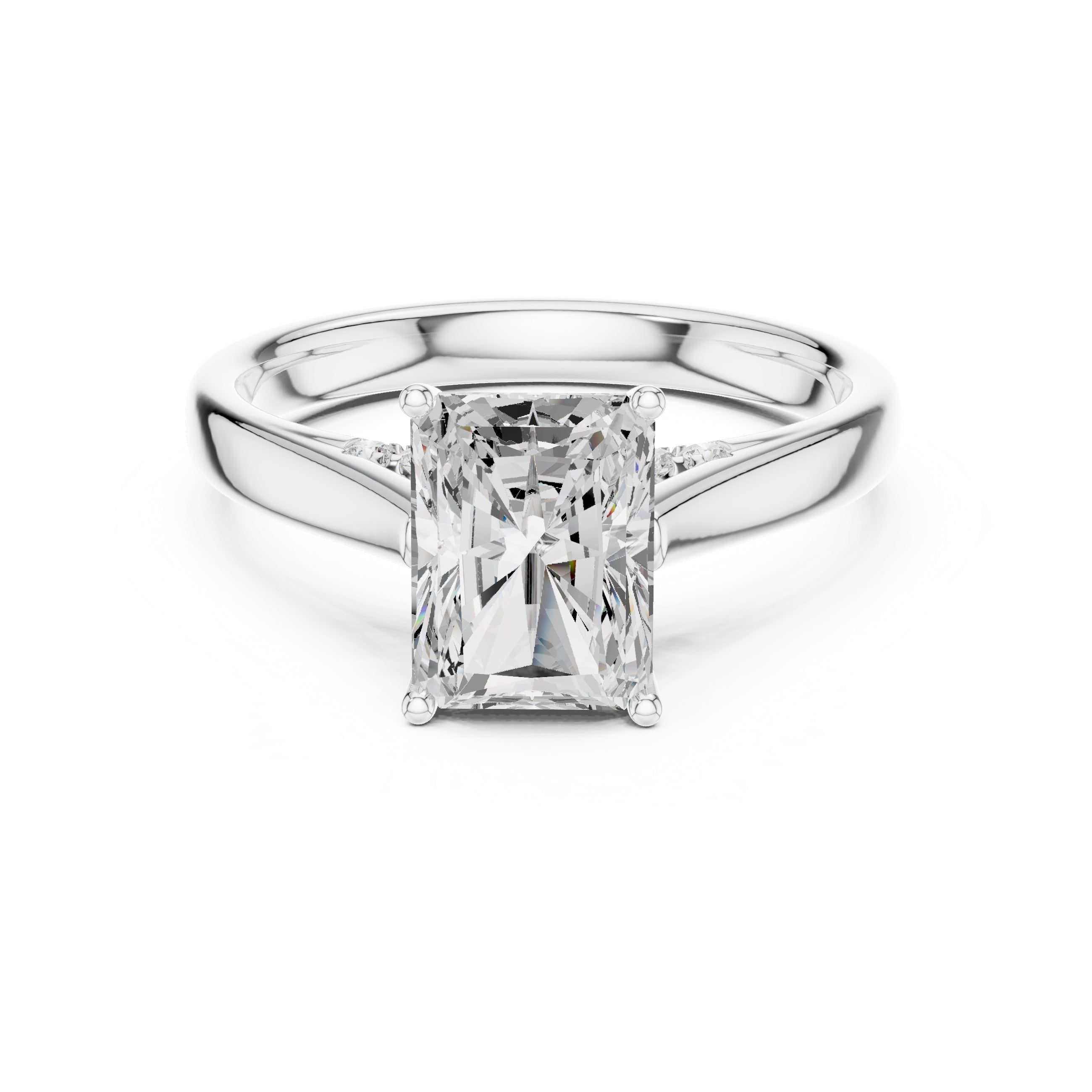 2.00 ct Tapered Classic Solitaire 2ct White Gold Radiant