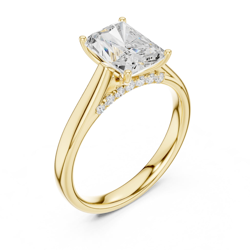 2.00 ct Tapered Classic Solitaire 2ct Yellow Gold Radiant