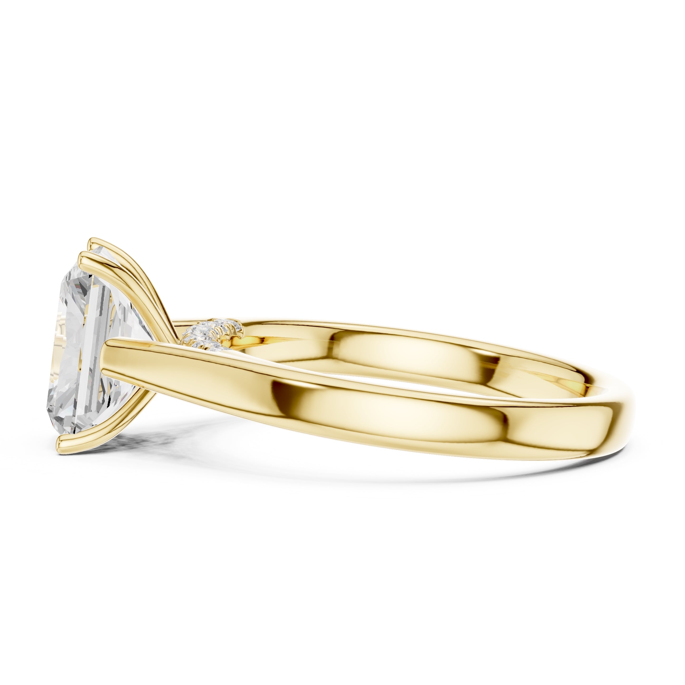 2.00 ct Tapered Classic Solitaire 2ct Yellow Gold Radiant
