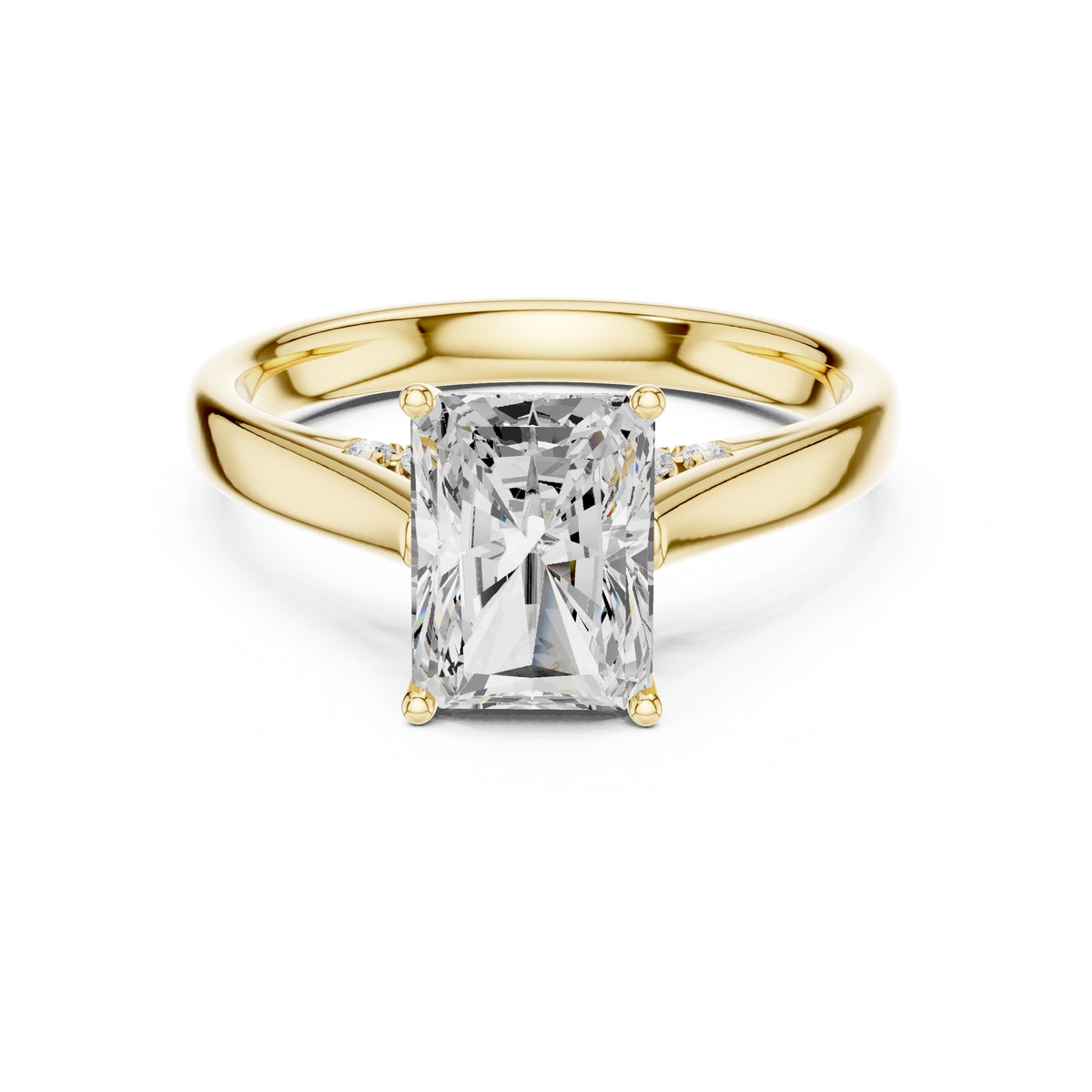 2.00 ct Tapered Classic Solitaire 2ct Yellow Gold Radiant