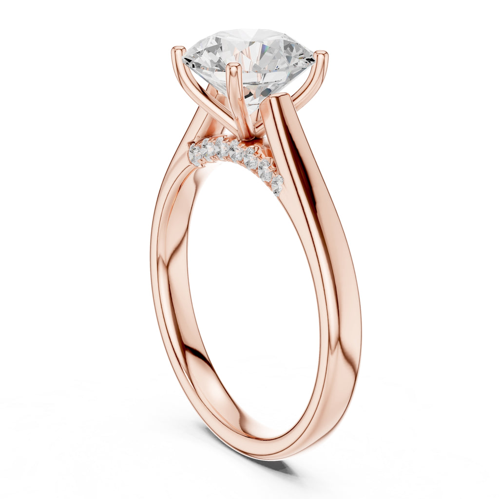 2.00 ct Tapered Classic Solitaire 2ct Rose Gold Round
