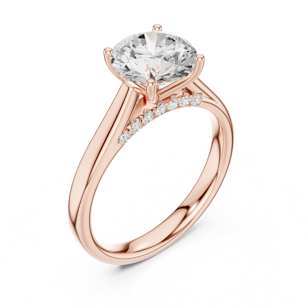 2.00 ct Tapered Classic Solitaire 2ct Rose Gold Round