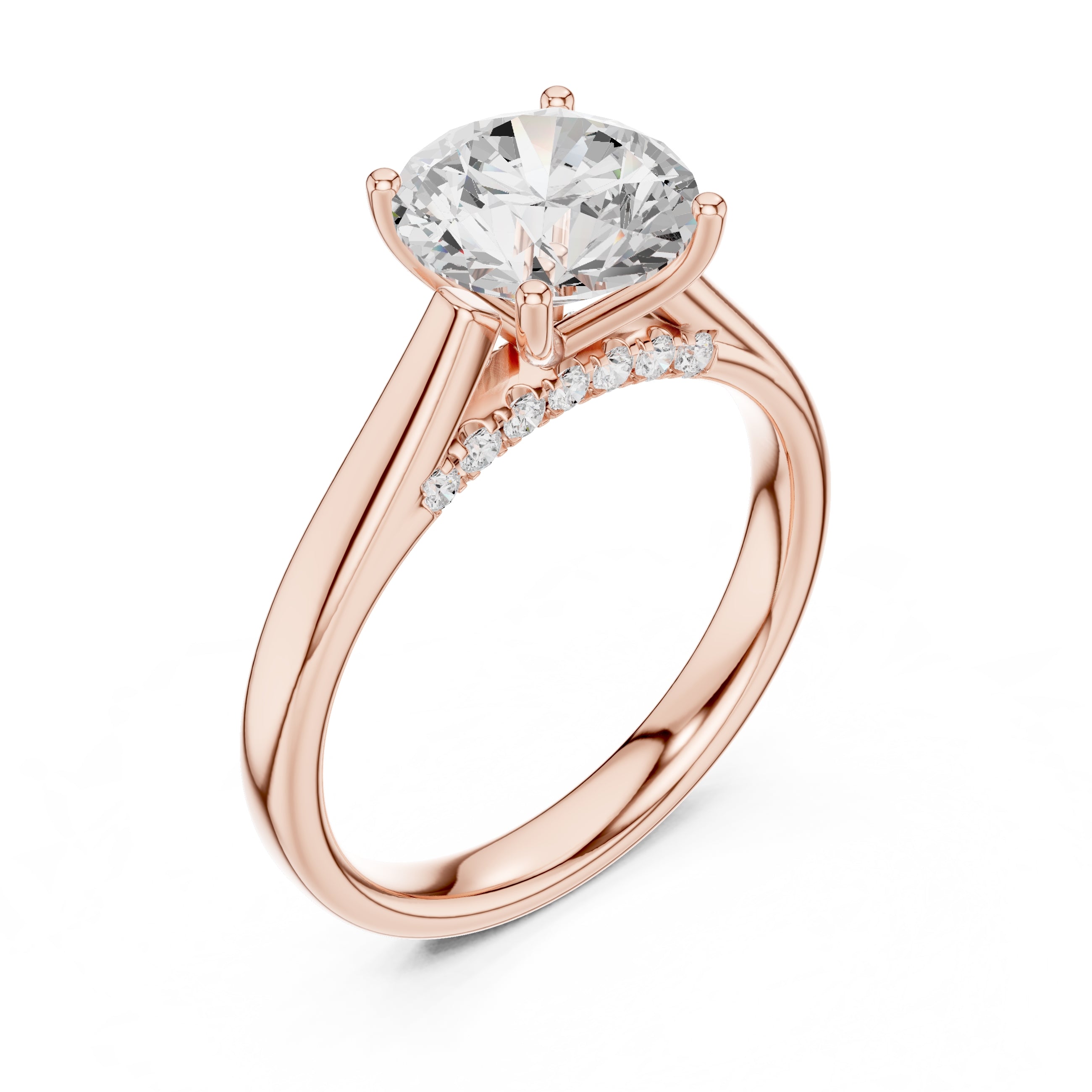 2.00 ct Tapered Classic Solitaire 2ct Rose Gold Round