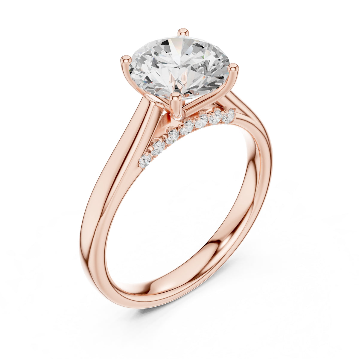 2.00 ct Tapered Classic Solitaire 2ct Rose Gold Round