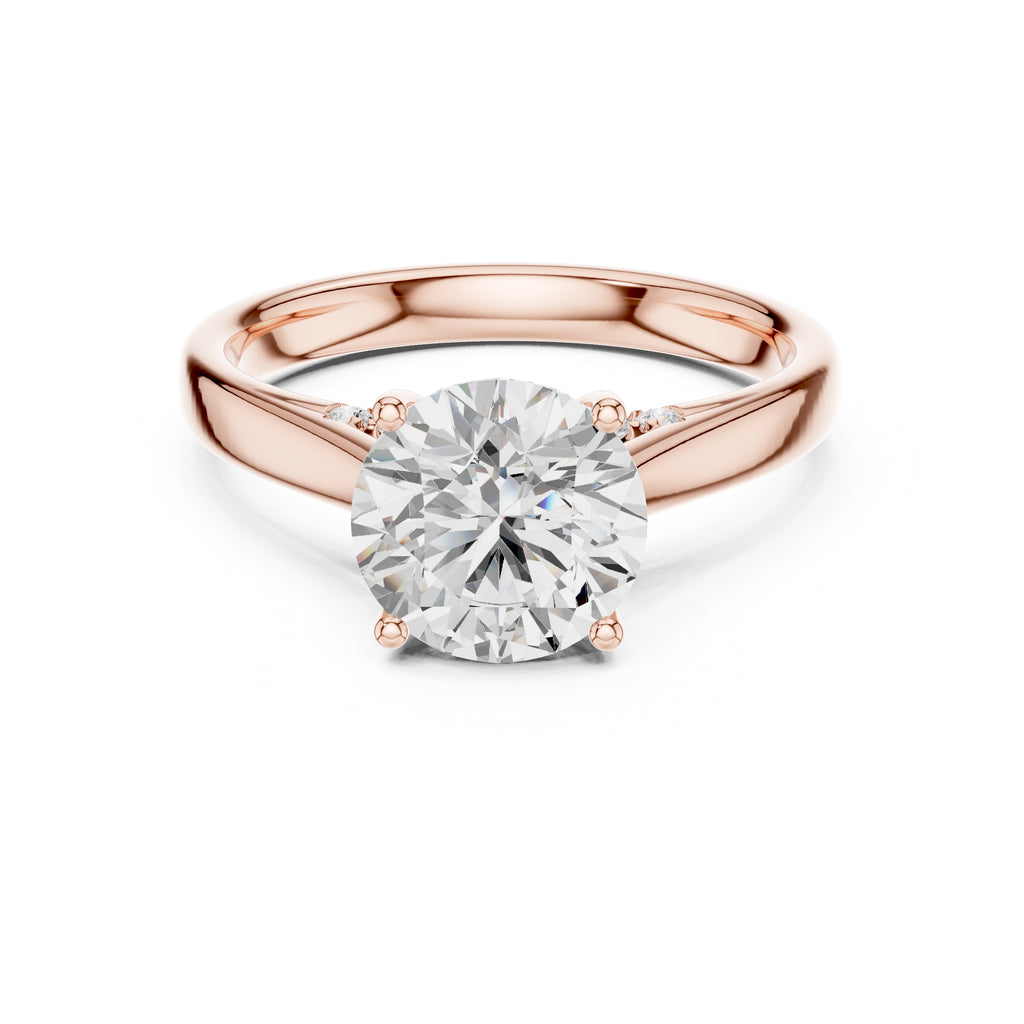 2.00 ct Tapered Classic Solitaire 2ct Rose Gold Round