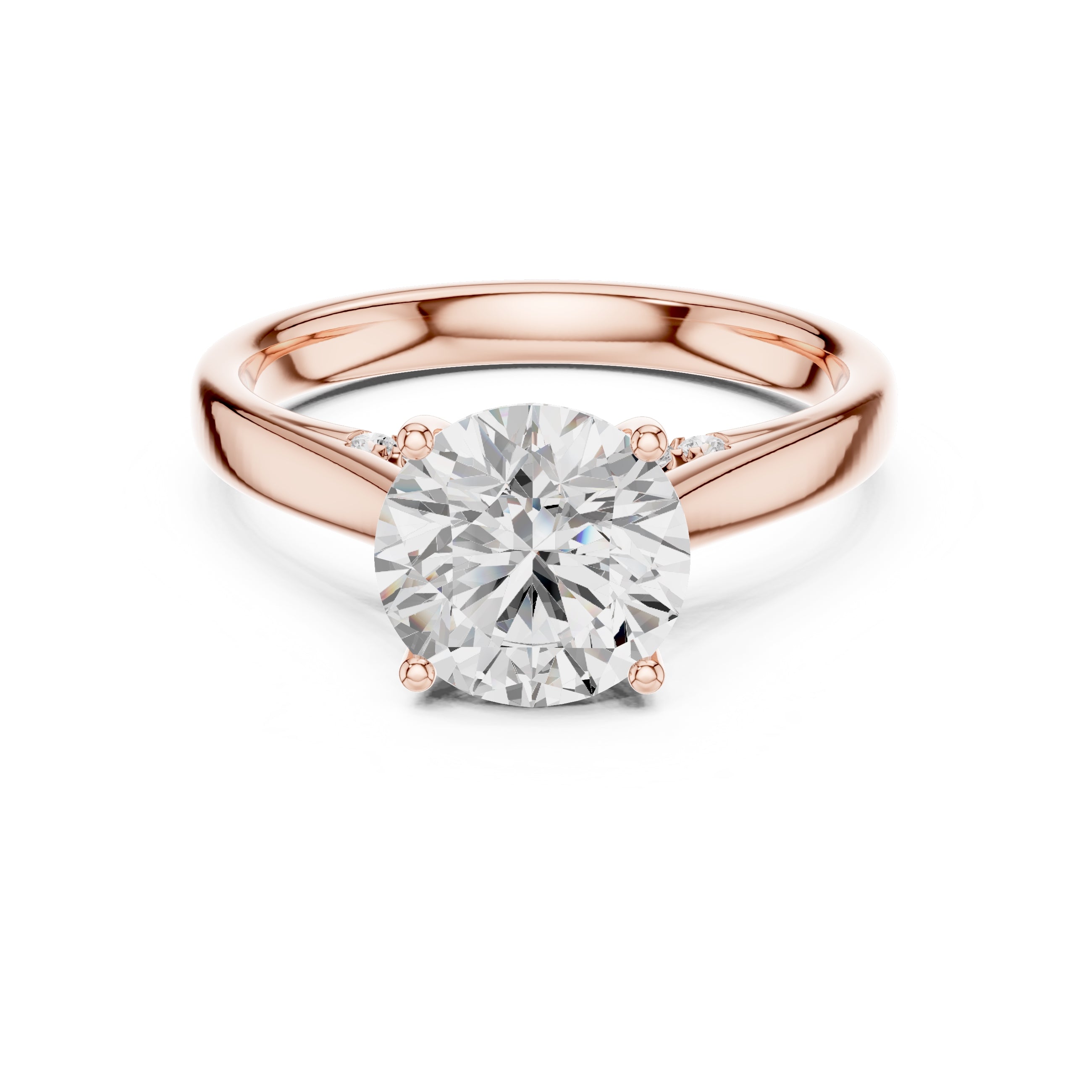 2.00 ct Tapered Classic Solitaire 2ct Rose Gold Round