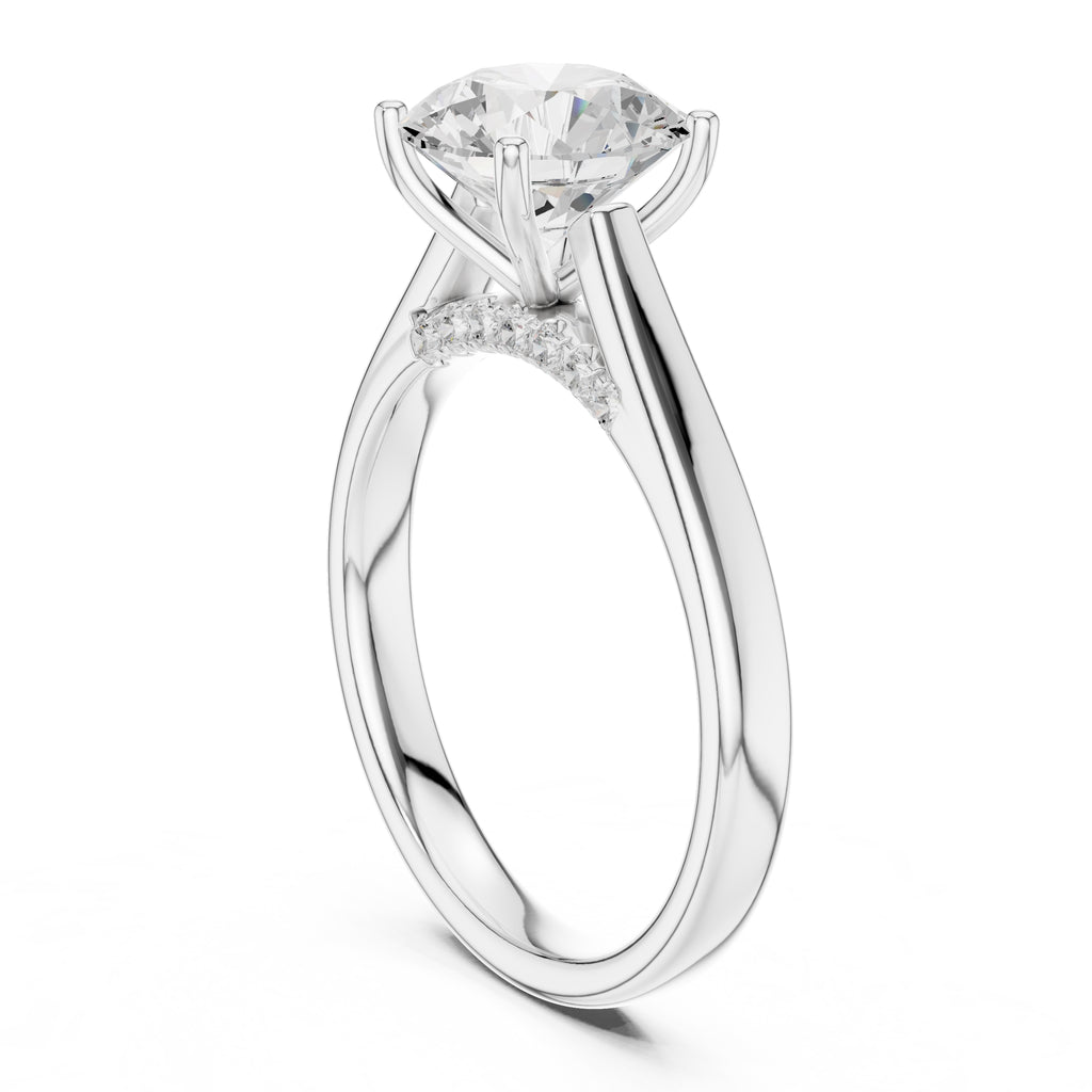 2.00 ct Tapered Classic Solitaire 2ct White Gold Round