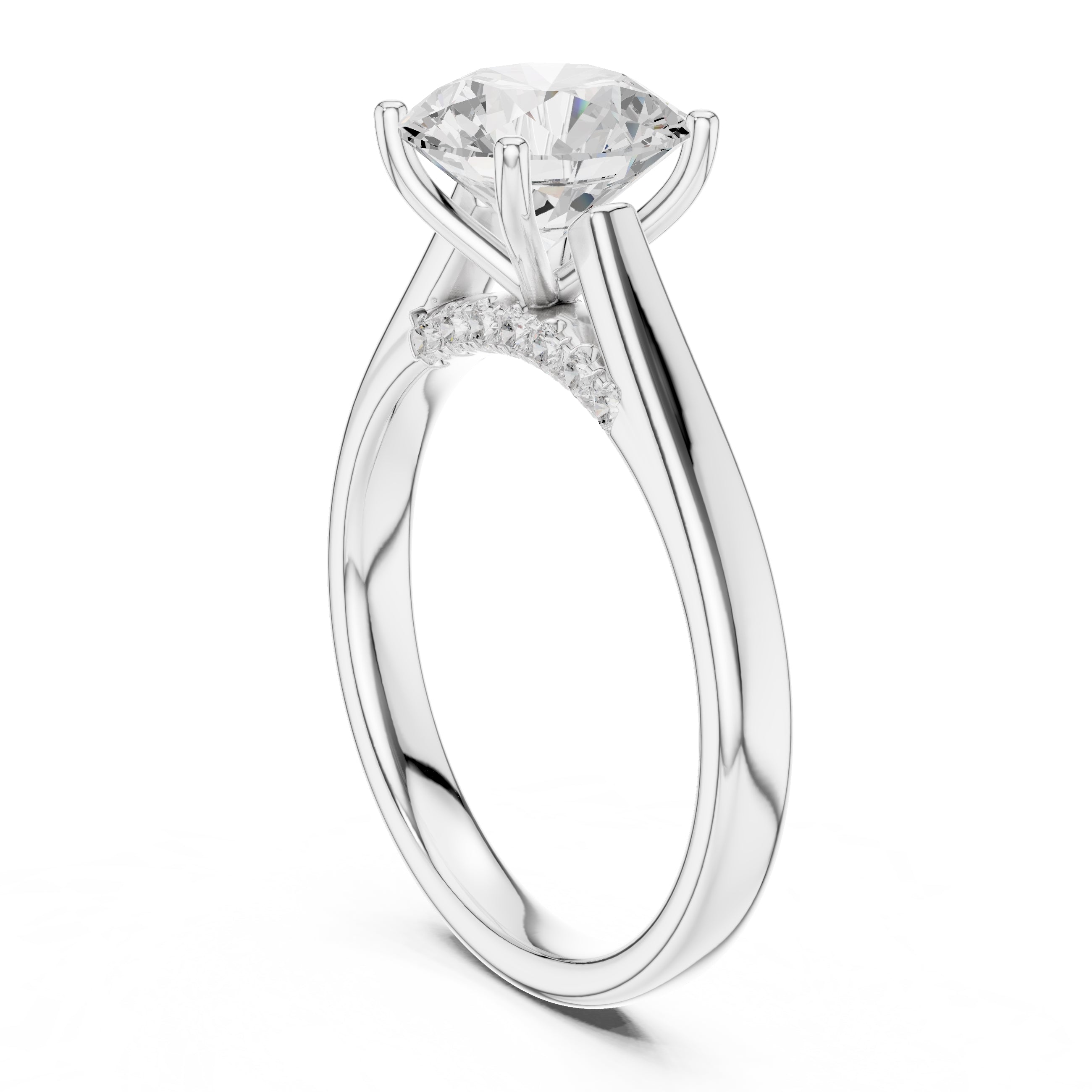 2.00 ct Tapered Classic Solitaire 2ct White Gold Round