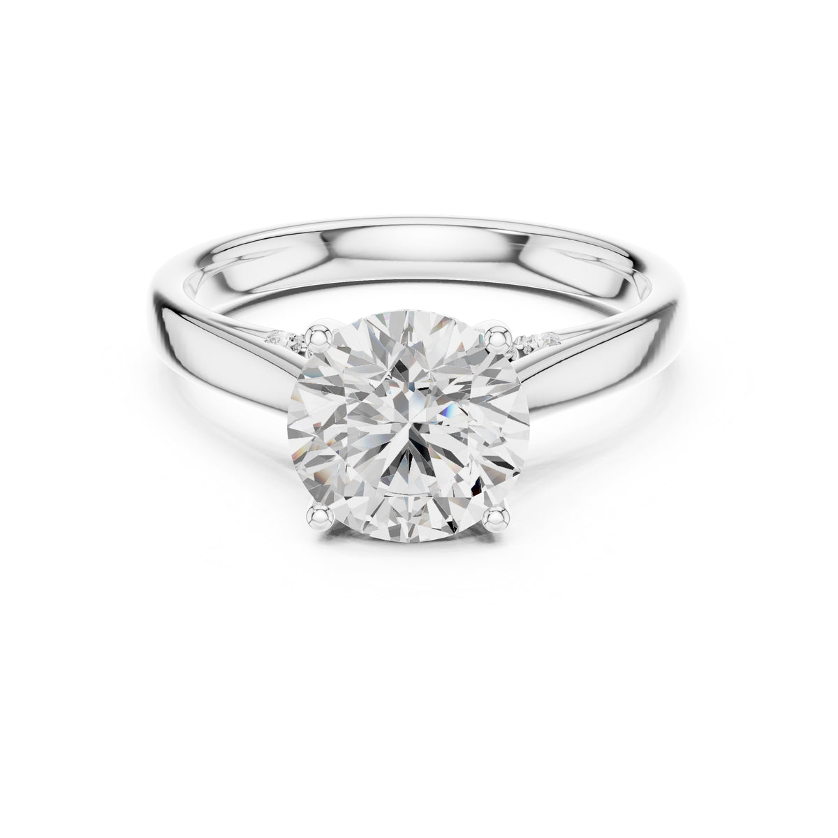 2.00 ct Tapered Classic Solitaire 2ct White Gold Round