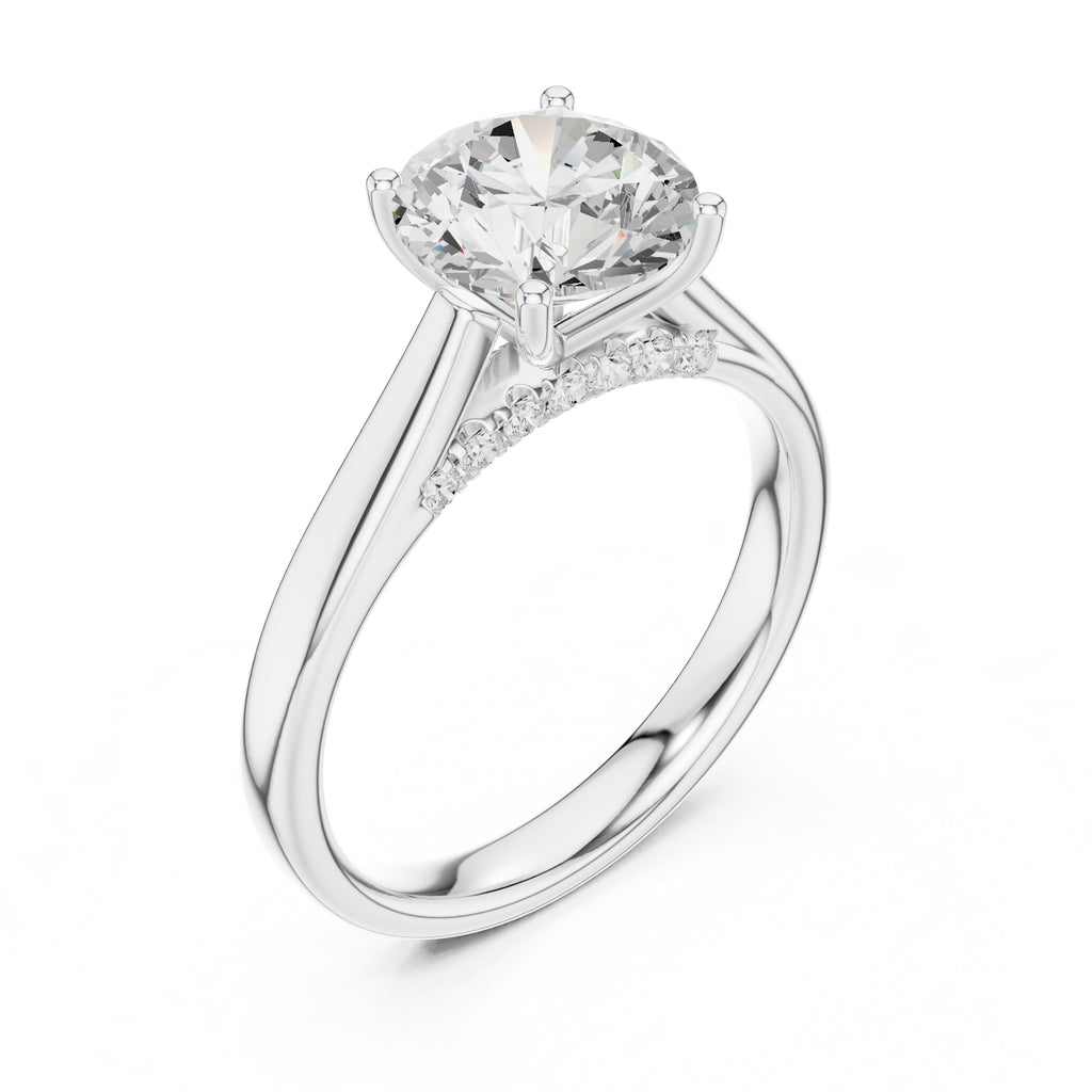2.00 ct Tapered Classic Solitaire 2ct White Gold Round