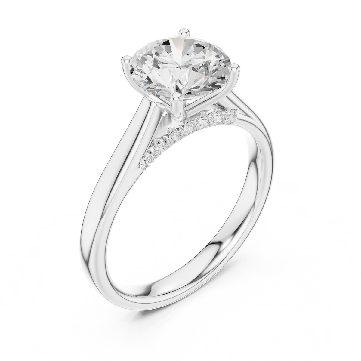 2.00 ct Tapered Classic Solitaire 2ct White Gold Round